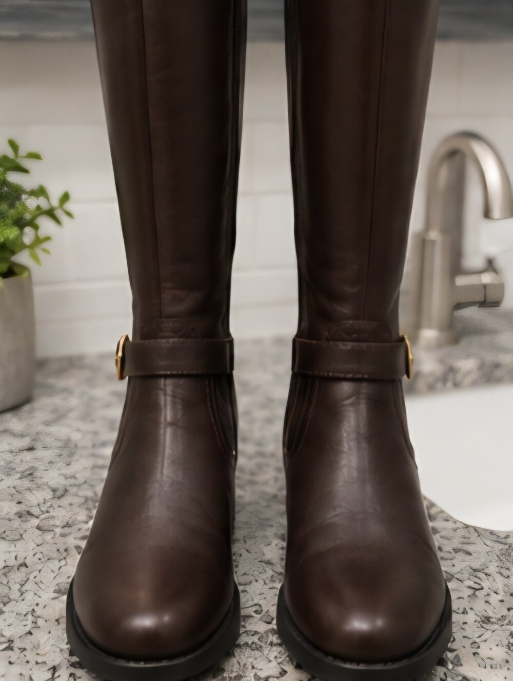 SoleMani Abigail Super Slim Brown Leather Knee-High Riding Boots, Women's 8M - Picture 5 of 13